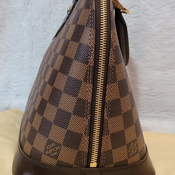 Authentic Louis Vuitton Damier Ebene Coated Canvas Leather Alma PM Satchel Bag - Picture 3 of 16